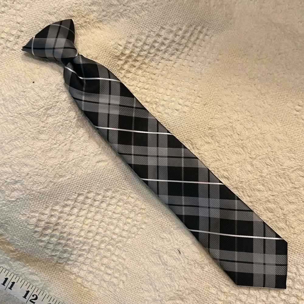 Chaos boys black & gray plaid tie